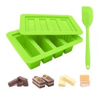 JINGIHE 4-Cavity Rectangle Butter Silicone Molds, Deep Chocolate Bar Moulds with Spatula, Silicone Moulds Kit for Soap Bread Brownie Cornbread Cheesecake Baking DIY (Green)