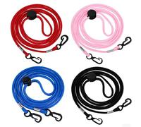 JINGIHE 4pc Glove Lanyard, Mitten Clips, Adjustable Straps, 140CM Soft Anti-Lost Nylon Rope, Ski Gloves Leash, Glove Strings for Kids, Durable Neck Hanger for Outdoor Winter Use (Black,Pink,Blue,Red)