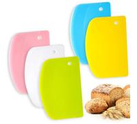 JINGIHE 5 Pcs Dough Scraper for Baking, Food-Safe Plastic Pastry Bread Cutter, Anti-Slip Kitchen Spatula Oven Scraper Tool for Pizza Cake Cooking Utensils Fondant Icing Bakeware Home Using (5 Colors)