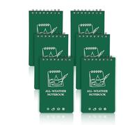 JINGIHE 6 Pack Mini Waterproof Notebooks, 3 x 5 Inch Small Spiral Pocket Notepad, 50 Sheets per A7 All-Weather Memo Note Pad Field Notes Tactical Steno Pads for Outdoor Home Office School (Green)