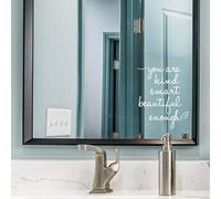 JINGIHE Affirmation Stickers You are Kind Smart Beautiful Enough, Mirror Wall Decor for Bathroom, Vinyl Peel and Stick Wall Decals for Home Decor Living Room Bedroom Girl Home Decoration (White)