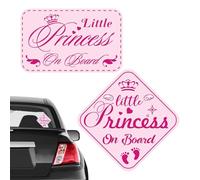 JINGIHE Baby on Board for Cars, 2PC Little Princess on Board Decals, Baby Signs for Cars, Vinyl Funny Car Automotive Stickers Window Decal, Truck Accessories, Newborn Car Essentials