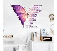 JINGIHE Large Butterfly Wall Decals Peel and Stick, Motivational Wall Decor, Vinyl Inspirational Quotes Stickers, Art Decor Stickers for Women Girls Living Room Bedroom Office (Purple)