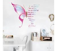 JINGIHE Large Butterfly Wall Decals Peel and Stick, Motivational Wall Decor, Vinyl Inspirational Quotes Stickers, Art Decor Stickers for Women Girls Living Room Bedroom Office (Pink)