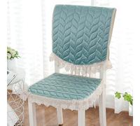 JINGJIAOPLSD Dining Chair Covers, Quilted Seat Pad Lace Ruffled Chair Cushion Grace Luxury Seat Protector with Ties, for Home, Restaurant, Banquet(Blue)