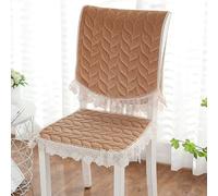 JINGJIAOPLSD Dining Chair Covers, Quilted Seat Pad Lace Ruffled Chair Cushion Grace Luxury Seat Protector with Ties, for Home, Restaurant, Banquet(Brown)