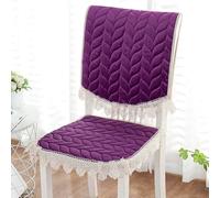 JINGJIAOPLSD Dining Chair Covers, Quilted Seat Pad Lace Ruffled Chair Cushion Grace Luxury Seat Protector with Ties, for Home, Restaurant, Banquet(Purple)