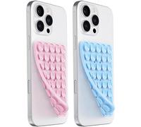 JingJinYY 2 Pack Double Sided Silicone Suction Cup Phone Case Mount, Hands-Free Strong Grip Silicon Phone Holder for Selfies and Videos, Non Slip Phone Accessories (Light Pink&Baby Blue)