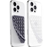 JingJinYY 2 Pack Double Sided Silicone Suction Cup Phone Case Mount, Hands-Free Strong Grip Silicon Phone Holder for Selfies and Videos, Non Slip Phone Accessories (Black&Translucent)