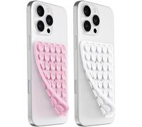 JingJinYY 2 Pack Double Sided Silicone Suction Cup Phone Case Mount, Hands-Free Strong Grip Silicon Phone Holder for Selfies and Videos, Non Slip Phone Accessories (LightPink&White)