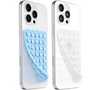JingJinYY 2 Pack Double Sided Silicone Suction Cup Phone Case Mount, Hands-Free Strong Grip Silicon Phone Holder for Selfies and Videos, Non Slip Phone Accessories (Baby Blue&Translucent)