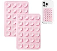 JingJinYY 2 Pack Silicone Suction Phone Case Mount, Non Slip Sticky Phone Grip for Cellphone, Silicon Adhesive Suction Cup Phone Mount, Strong Grip Holder for Selfies and Videos (Light Pink)