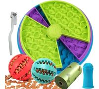JingJoul Slow Feeder Dog Bowls - Interactive Maze Design Controls Eating Speed, Non-Slip Base for Fast Eaters and Various Dogs with Brush, Poop Bag, Rubber Toothbrush and Round Rubber Feeder