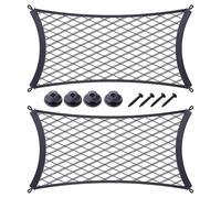 JINGKE 2 Pcs Small Cargo Net Pocket Elastic Mesh Netting Car Mesh Pouch with Screws and Hooks for Trunk RV Boats Home Cargo Storage (17.7'' x 9.8'')