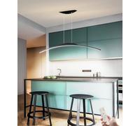 JINGKER LED Pendant Lights Modern Creative Chandelier Dining Table Curved Design Pendant lamp Height Adjustable Chandelier forBar Counter Study Dining Room (Black, L120CM)