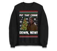 Jingle All The Way Put That Cookie Down Now Christmas Jumper, Arnold Xmas Unisex Sweatshirt Black