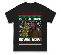 Jingle All The Way Put That Cookie Down Now T Shirt, Funny Arnold Christmas Tee Black