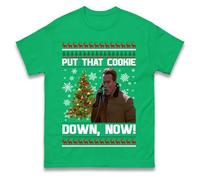 Jingle All The Way Put That Cookie Down Now T Shirt, Funny Arnold Christmas Tee Kelly Green