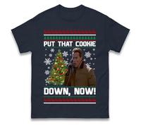 Jingle All The Way Put That Cookie Down Now T Shirt, Funny Arnold Christmas Unisex Tee Navy