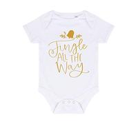 Jingle All The Way Style 1 Swirly Baby Grow Vest, 0-3 Months, White
