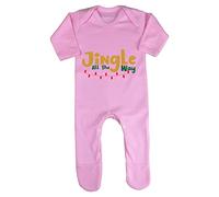 Jingle All The Way Style 2 Lights Baby Romper Jumpsuit with feet, 3-6 Months, Pastel Pink