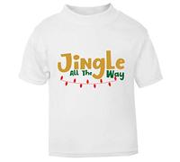 Jingle All The Way Style 2 Lights Short Sleeve Cotton Kids t Shirt, 2-3 Years, White
