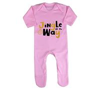 Jingle All The Way Style 3 Stars Baby Romper Jumpsuit with feet, 0-3 Months, Pastel Pink