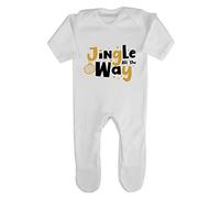 Jingle All The Way Style 3 Stars Baby Romper Jumpsuit with feet, 0-3 Months, White