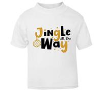 Jingle All The Way Style 3 Stars Short Sleeve Cotton Toddler t Shirt, 1-2 Years, White