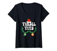 Jingle Balls Tinsel Tits Couple Chestnuts Christmas Pajamas V-Neck T-Shirt