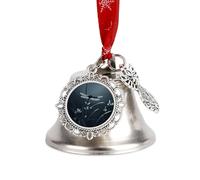 Jingle Bell Christmas Ornaments Silver Dual-Pendant Sleigh Bells with Red Ribbon Dragonfly Silhouette Craft Bell for Xmas Tree Wreath Mantel Festival Holiday Party DIY Home Decorations