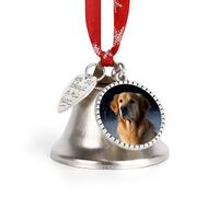 Jingle Bell Christmas Ornaments Silver Dual-Pendant Sleigh Bells with Red Ribbon Golden Retriever Craft Bell for Xmas Tree Wreath Mantel Festival Holiday Party DIY Home Decorations