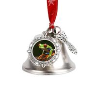Jingle Bell Christmas Ornaments Silver Dual-Pendant Sleigh Bells with Red Ribbon Red Eyes Tree Frogs Craft Bell for Xmas Tree Wreath Mantel Festival Holiday Party DIY Home Decorations
