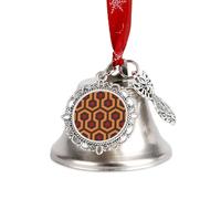 Jingle Bell Christmas Ornaments Silver Dual-Pendant Sleigh Bells with Red Ribbon Shining Overlook Craft Bell for Xmas Tree Wreath Mantel Festival Holiday Party DIY Home Decorations