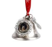 Jingle Bell Christmas Ornaments Silver Dual-Pendant Sleigh Bells with Red Ribbon Squirrel Tree Hole Craft Bell for Xmas Tree Wreath Mantel Festival Holiday Party DIY Home Decorations