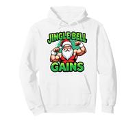 Jingle Bell Gains Funny Christmas Gym Santa Body Builder Fun Pullover Hoodie