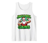 Jingle Bell Gains Funny Christmas Gym Santa Body Builder Fun Tank Top