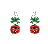 Jingle Bell Ribbon Bowknot Cute Festive Red Green Ball Ornament Dangle Drop Earrings for Women Tinkle Bell Fish Hook Dangling Hypoallergenic Christmas Festival Party Jewelry Gifts for Bff Daughter