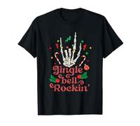 Jingle Bell Rockin Skeleton Hand Rock On Music Lovers T-Shirt