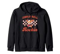 Jingle Bell Rocking Christmas Reindeer Rock n Roll Guitar Zip Hoodie