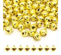 Jingle Bells, 100PCS Gold 10mm Metal Christmas Jingle Sleigh Bell Mini Craft Beads for DIY Festival Home Decorations A3LD