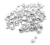 Jingle Bells, 100PCS Gold & Silver 5 Sizes Metal Christmas Jingle Sleigh Bell 6mm to 14mm Mini Craft Beads for DIY Festival Home Decorations A3LD (silver)