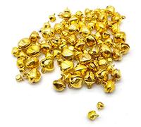 Jingle Bells, 100PCS Gold & Silver 5 Sizes Metal Christmas Jingle Sleigh Bell 6mm to 14mm Mini Craft Beads for DIY Festival Home Decorations A3LD (gold)
