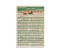 Jingle Bells Christmas Song Music Sheet Wall Art Paintings Canvas Prints Poster Artwork for Living Room Bedroom Bathroom Office Home Decor 16x24inch(40x60cm)