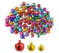 Jingle Bells,Colorful Craft Bells,200Pieces Mini Craft Bells,Mini Christmas Bells,for Jewellery Crafts Gift Wrapping Christmas Party Decoration(Assorted Color 6MM 8MM 10MM)