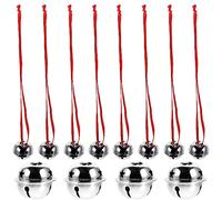Jingle Bells for Crafts, 20 Pcs 4cm Christmas Bells for Crafting and 1 Pcs 10m Red Ribbon, Five-pointed Star Christmas Decorations Small Christmas Decorations