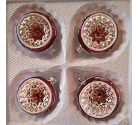 Jingle Bells Lauscha Reflex Ball 6 cm Silver/Red/Gold Set of 4 Art Deco Retro Christmas