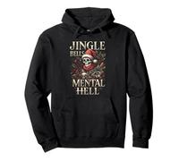 Jingle Bells, Mental Hell, Gothic Emo Christmas Design Pullover Hoodie