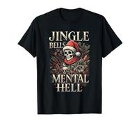 Jingle Bells, Mental Hell, Gothic Emo Christmas Design T-Shirt
