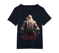 Jingle Bells,Muscles Swell, Santa's Pumping Iron. T-Shirt, Women's Plus, Black, 2X
